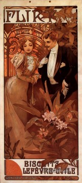 Flirt 1899 Kalender Tschechisch Jugendstil Alphonse Mucha Ölgemälde